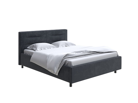 Двуспальная кровать с кожаным изголовьем Nuvola-8 NEW - Кровать в лаконичном стиле с горизонтальной отстрочкой  в изголовье