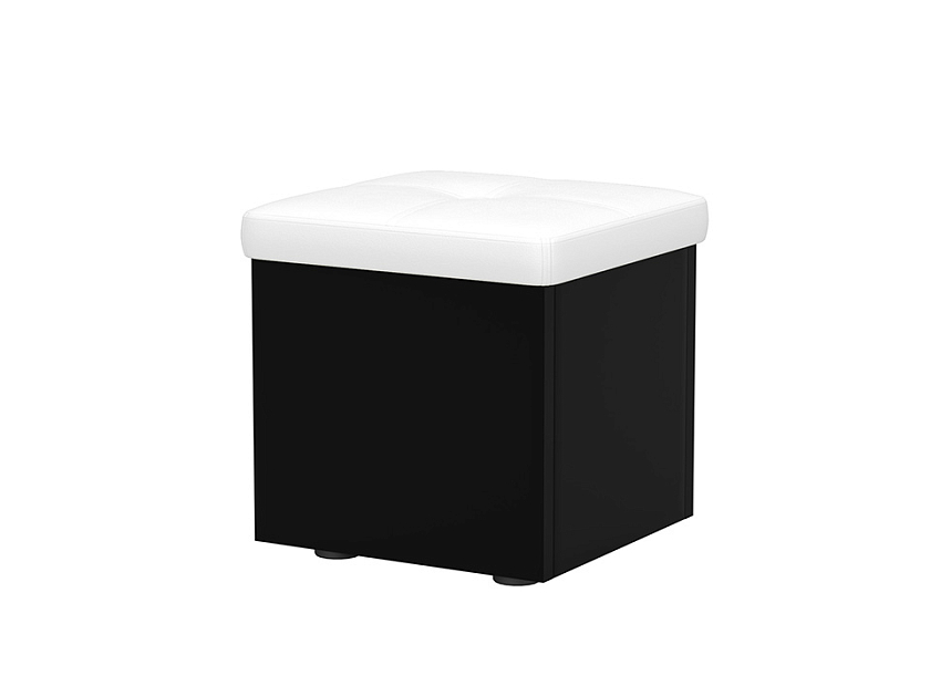 Пуф Como/Veda 42x42 ЛДСП Черная+экокожа Черный/Белый - Комбинированный пуфик из ЛДСП и экокожи класса «Люкс». Подходит к серии мебели для спальни Como/Veda.