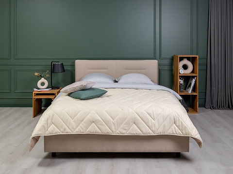 Зеленая кровать Nuvola-8 NEW - Кровать в лаконичном стиле с горизонтальной отстрочкой  в изголовье