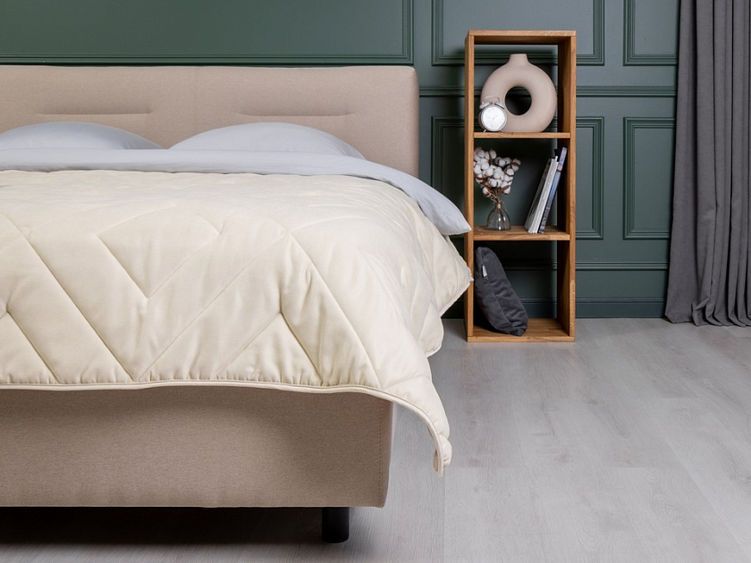 Кровать Nuvola-8 NEW 200x190 Ткань: Флок Бентлей Айвори - Кровать в лаконичном стиле с горизонтальной отстрочкой  в изголовье
