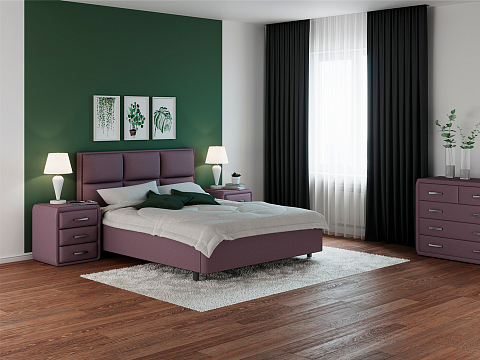 Кровать с мягким изголовьем Malina - Изящная кровать без встроенного основания из массива сосны с мягкими элементами.