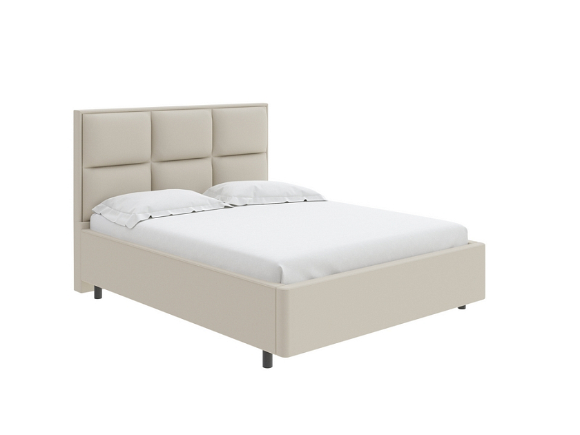 Кровать Malina 160x200 Ткань: Флок Бентлей Песок - Изящная кровать без встроенного основания из массива сосны с мягкими элементами.