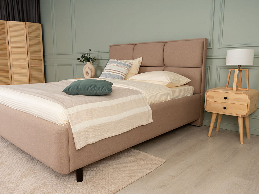 Кровать Malina 80x190 Ткань: Микрофибра Diva Шафран - Изящная кровать без встроенного основания из массива сосны с мягкими элементами.
