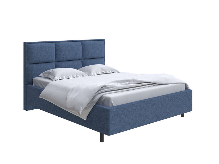 Кровать Malina 80x200 Ткань: Рогожка Levis 78 Джинс - Изящная кровать без встроенного основания из массива сосны с мягкими элементами.