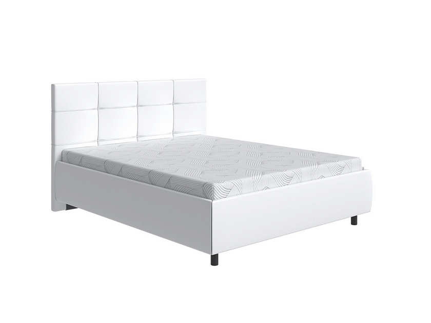 Кровать New Life 80x190 Экокожа Белый - Кровать в стиле минимализм с декоративной строчкой