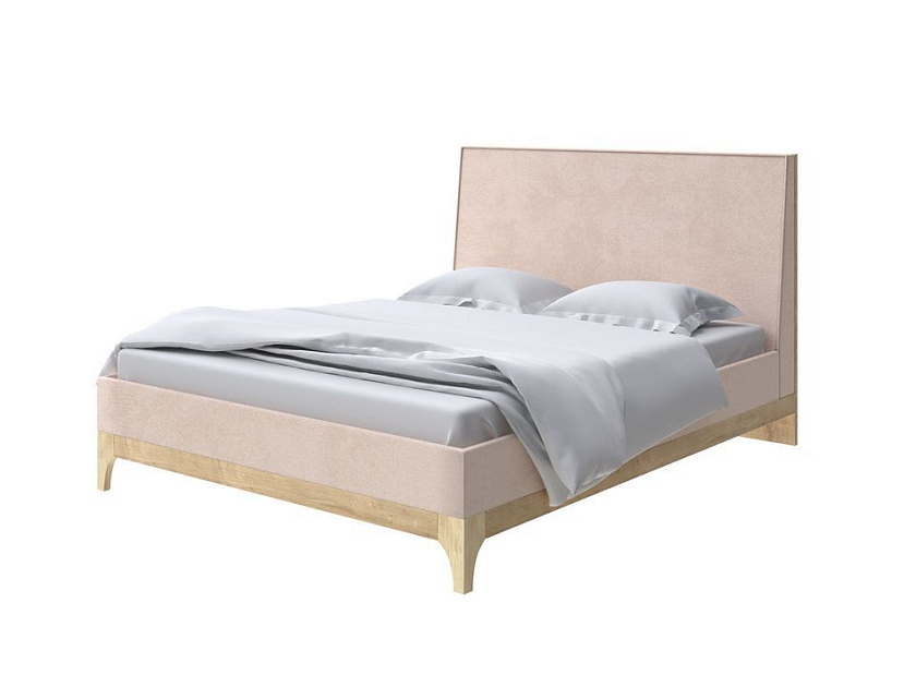 Кровать Odda 160x200 ЛДСП Бунратти+ткань Бунратти/Teddy Тауп - Мягкая кровать из ЛДСП в скандинавском стиле