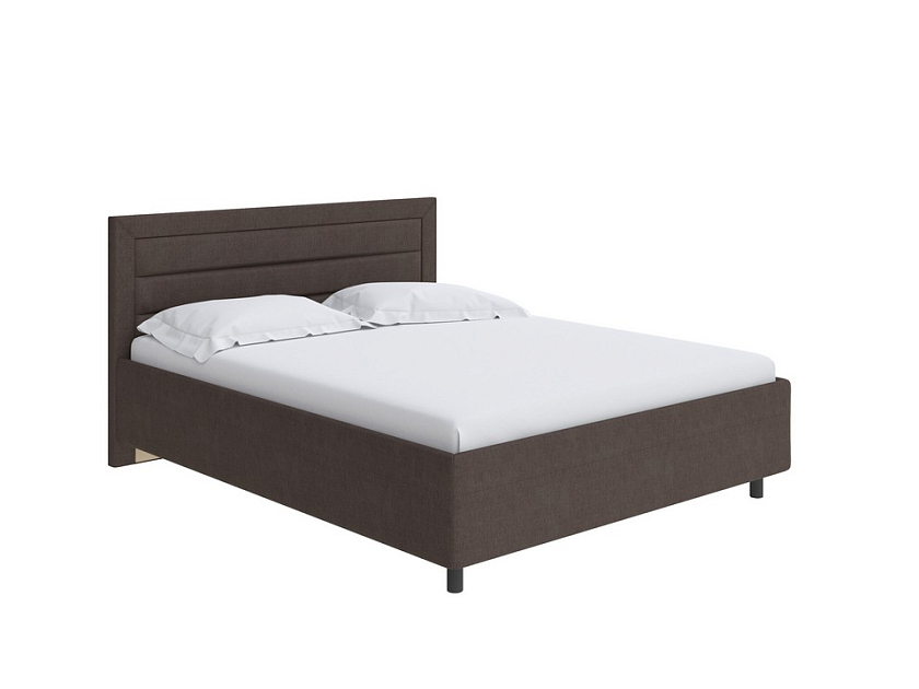 Кровать Next Life 2 80x190 Ткань: Рогожка Тетра Слива - Cтильная модель в стиле минимализм с горизонтальными строчками