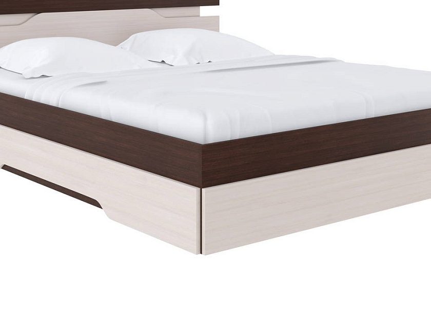 Кровать Milton 160x190 ЛДСП Ясень Шимо Светлый/Дуб Венге - Современная кровать с оригинальным изголовьем.