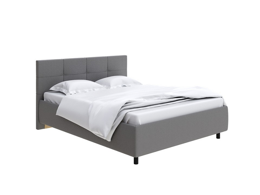 Кровать Next Life 1 160x200 Ткань: Флок Бентлей Айвори - Современная кровать в стиле минимализм с декоративной строчкой
