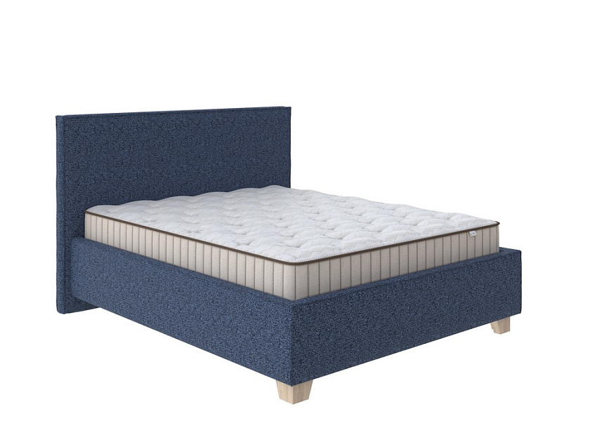 Кровать Hygge Simple 160x200 Ткань: Букле Beatto Атлантика - Мягкая кровать с ножками из массива березы и объемным изголовьем