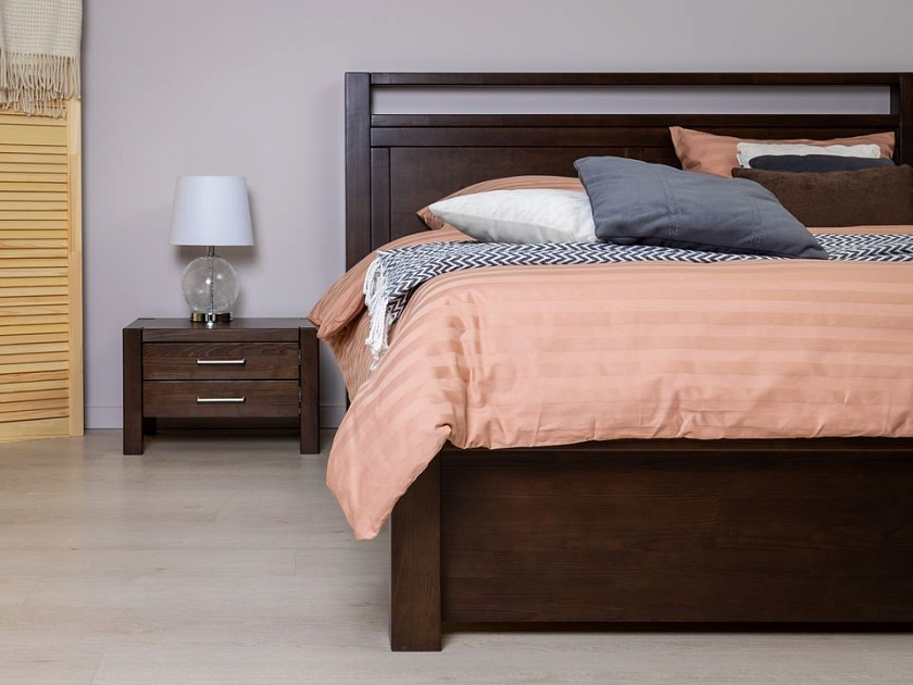 Кровать Fiord 90x200 Массив (сосна) Масло-воск Natura - Кровать из массива с декоративной резкой в изголовье.