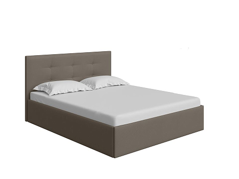 Кровать из экокожи Forsa - Универсальная кровать с мягким изголовьем, выполненным из рогожки.