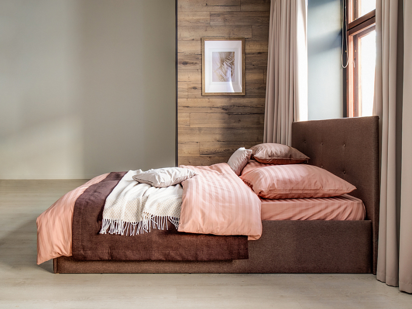 Кровать Forsa 180x200 Ткань: Велюр Ultra Песочный - Универсальная кровать с мягким изголовьем, выполненным из рогожки.