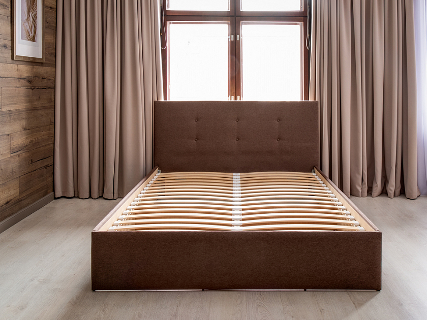 Кровать Forsa 160x200 Ткань: Велюр Casa Лунный - Универсальная кровать с мягким изголовьем, выполненным из рогожки.