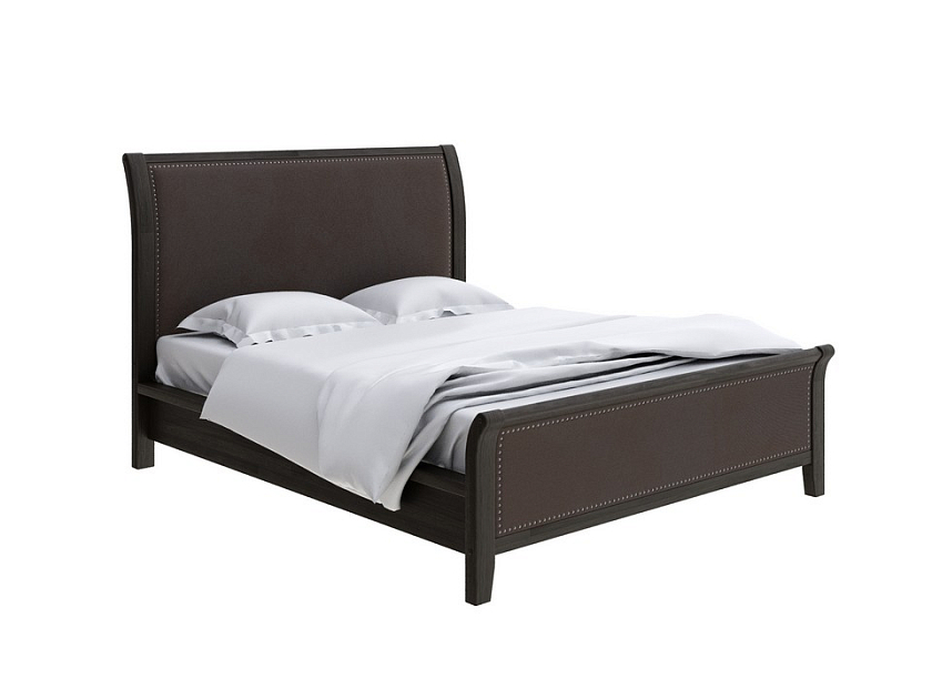 Кровать Dublin 160x200 Ткань/Массив (дуб) Тетра Брауни/Венге (дуб) - Уютная кровать со встроенным основанием из массива сосны с мягкими элементами.