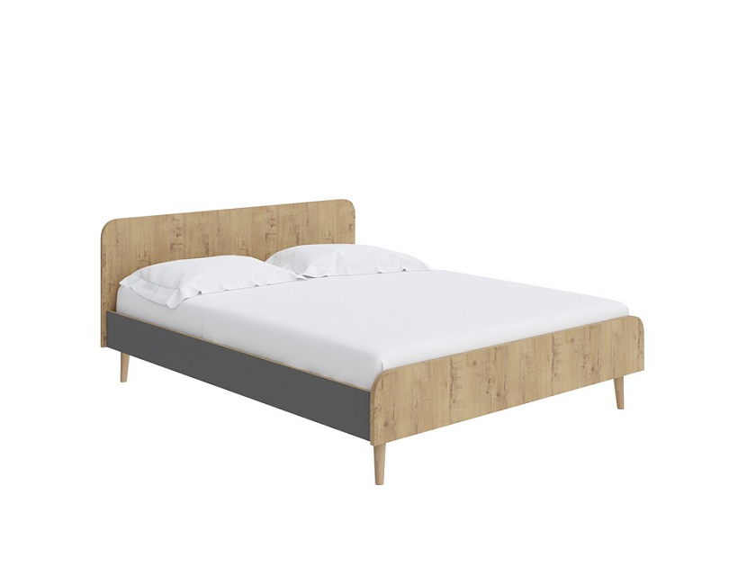 Кровать Way 120x200 ЛДСП Бунратти/Вулканический серый - Компактная корпусная кровать на деревянных опорах
