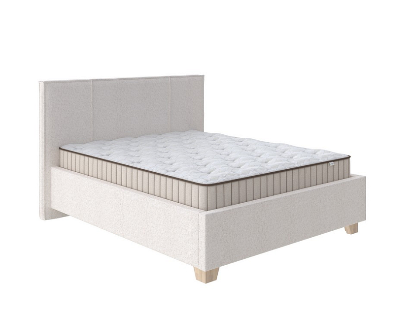 Кровать Hygge Line 160x200 Ткань: Букле Beatto Шампань - Мягкая кровать с ножками из массива березы и объемным изголовьем