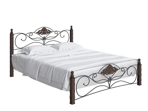 Кровать полуторная Garda 2R - Кровать из массива березы с фигурной металлической решеткой.