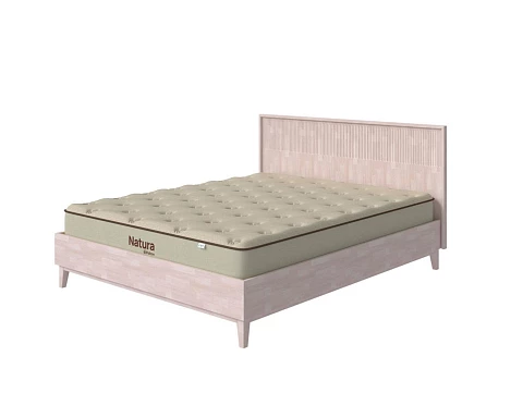 Кровать полуторная Tempo - Кровать из массива с вертикальной фрезеровкой и декоративным обрамлением изголовья